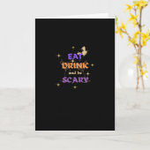 Eet, drink en wees eng Halloween grappig ontwerp Kaart (Gele Bloem)