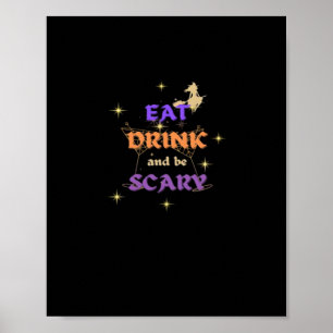 Eet, drink en wees eng Halloween grappig ontwerp Poster
