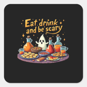 Eet, drink en wees eng Halloween griezelig plezier Vierkante Sticker