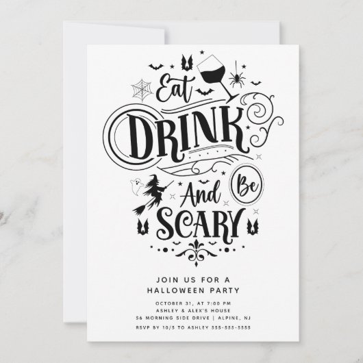Eet Drink en wees eng Halloween Kaart (Voorkant)