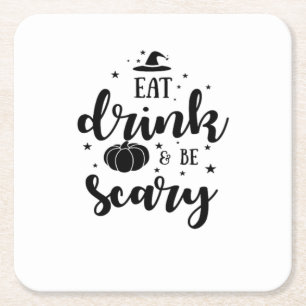 Eet, drink en wees eng Halloween Kartonnen Onderzetters