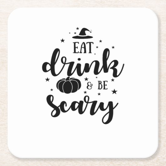 Eet, drink en wees eng Halloween Kartonnen Onderzetters (Voorkant)