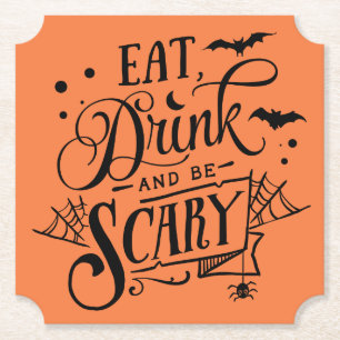 Eet, drink en wees eng Halloween Kartonnen Onderzetters