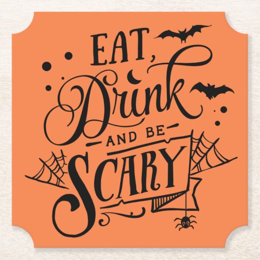 Eet, drink en wees eng Halloween  Kartonnen Onderzetters (Voorkant)