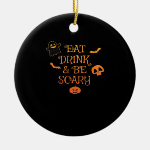 Eet, drink en wees eng Halloween Klassieker Retro Keramisch Ornament