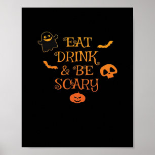 Eet, drink en wees eng Halloween Klassieker Retro Poster