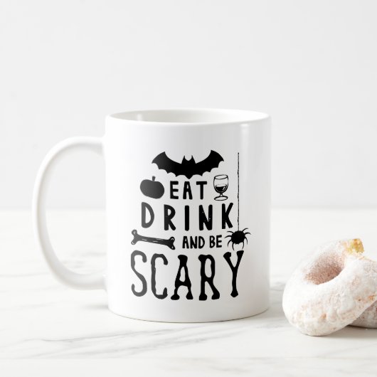 eet drink en wees eng halloween koffiemok (Met donut)