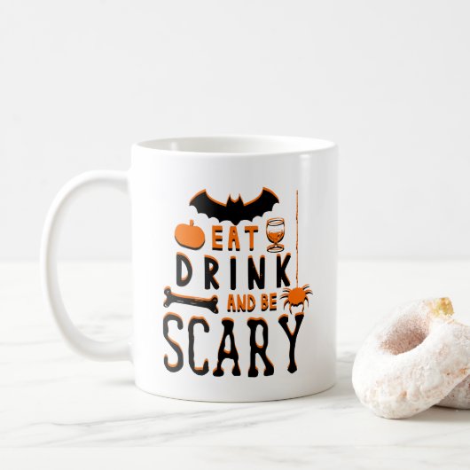 eet drink en wees eng halloween koffiemok (Met donut)