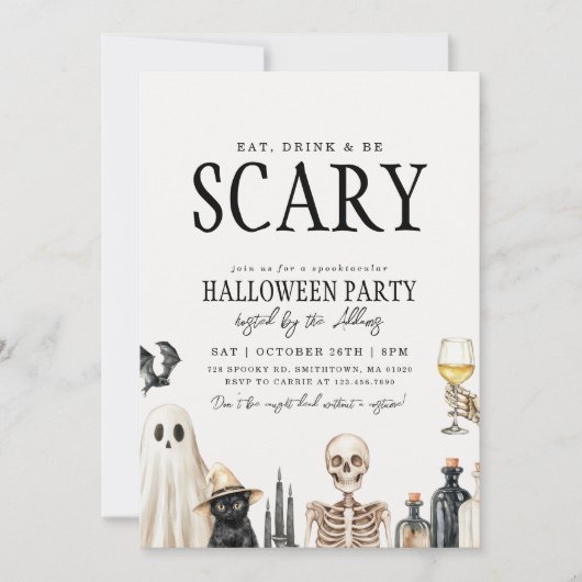 Eet Drink en wees eng Halloween kostuumfeest voor Kaart (Voorkant)
