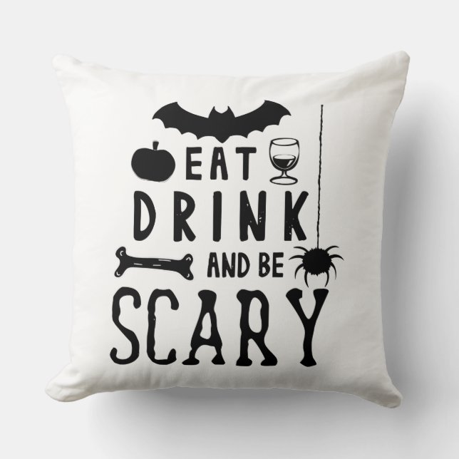 eet drink en wees eng halloween kussen (Voorkant)