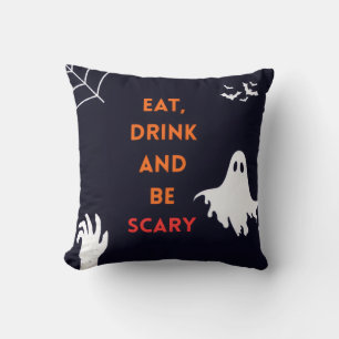 Eet, drink en wees eng Halloween kussensloop Kussen