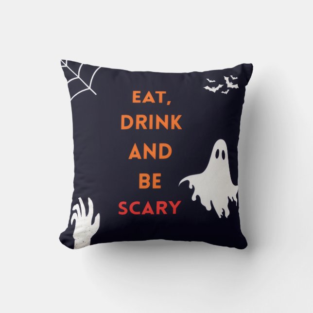 Eet, drink en wees eng Halloween kussensloop Kussen (Voorkant)