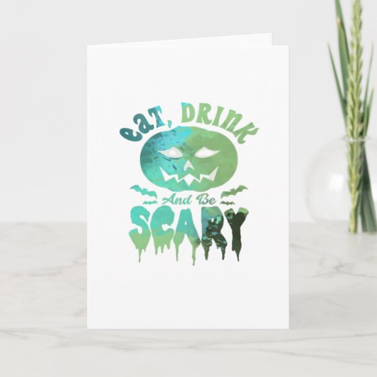 Eet, drink en wees eng Halloween licht Kaart (Voorkant)