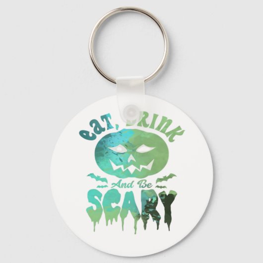 Eet, drink en wees eng Halloween licht Sleutelhanger (Voorkant)