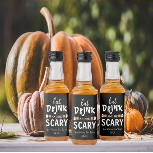 Eet, drink en wees eng Halloween Likeurfles Etiket