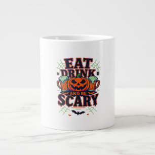 Eet, drink en wees eng Halloween-ontwerp creatieve Grote Koffiekop