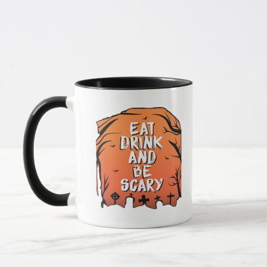 Eet, drink en wees eng Halloween-ontwerp creatieve Mok (Links)