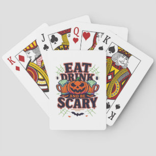 Eet, drink en wees eng Halloween-ontwerp creatieve Pokerkaarten