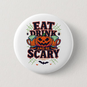 Eet, drink en wees eng Halloween-ontwerp creatieve Ronde Button 5,7 Cm