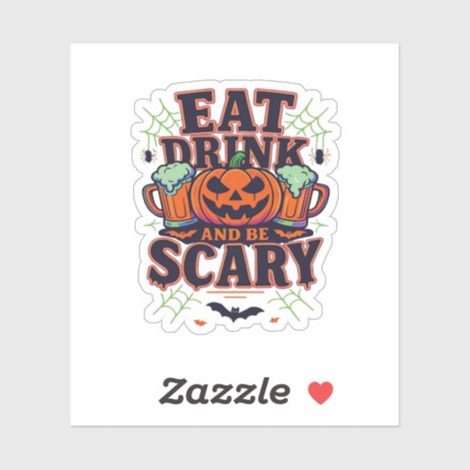 Eet, drink en wees eng Halloween-ontwerp creatieve Sticker (Vel)