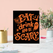 Eet Drink en wees eng Halloween Oranje en zwart Acryl Bord (Huwelijk)