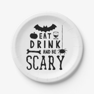 eet drink en wees eng halloween papieren bordje
