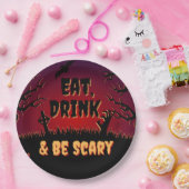 Eet, Drink en wees eng Halloween Papieren Bordje (Feest)