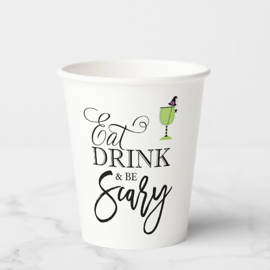"Eet, Drink en wees eng" Halloween Party Paper Cu Papieren Bekers (Voorkant)