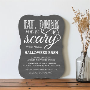 Eet, Drink en wees eng Halloween Party schoolbord Kaart