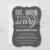 Eet, Drink en wees eng Halloween Party schoolbord Kaart (Voorkant)