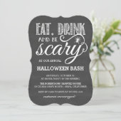 Eet, Drink en wees eng Halloween Party schoolbord Kaart (Staand voorkant)
