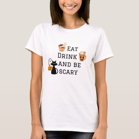 Eet Drink en wees eng Halloween Party T-Shirt (Voorkant)