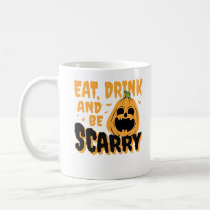 Eet, drink en wees eng Halloween pompoen vintage G Koffiemok
