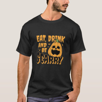 Eet, drink en wees eng Halloween pompoen vintage G T-shirt
