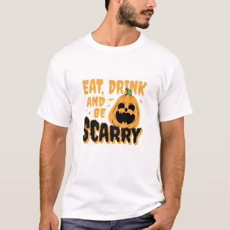 Eet, drink en wees eng Halloween pompoen vintage G T-shirt