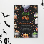 Eet Drink en wees eng Halloween Potluck Party Kaart
