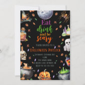 Eet Drink en wees eng Halloween Potluck Party Kaart (Voorkant)