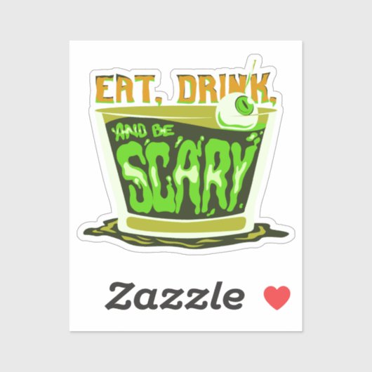 Eet drink en wees eng Halloween Pun Funny Sticker (Vel)