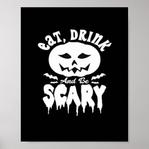 Eet, drink en wees eng Halloween retro klassieker Poster