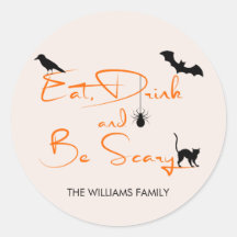 Eet Drink en wees eng Halloween Round Sticker