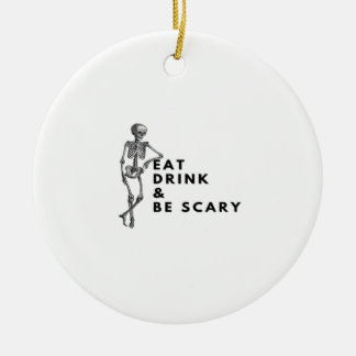 Eet, drink en wees eng Halloween-skelet vintage  Keramisch Ornament