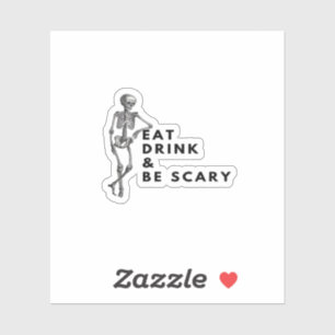Eet, drink en wees eng Halloween-skelet vintage Sticker