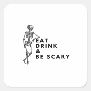 Eet, drink en wees eng Halloween-skelet vintage Vierkante Sticker