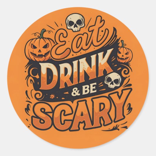 Eet, Drink en wees eng Halloween Sticker (Voorkant)
