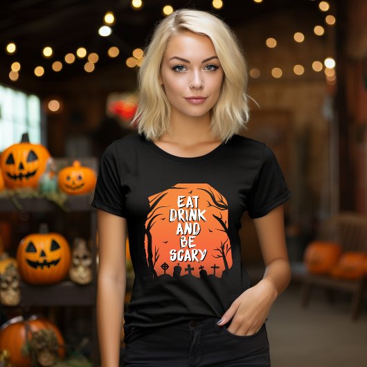 Eet, Drink en wees eng Halloween T-shirt