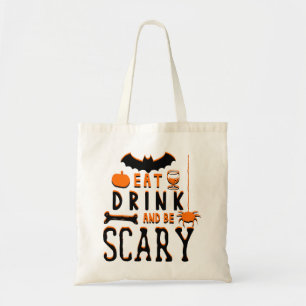 eet drink en wees eng halloween tote bag
