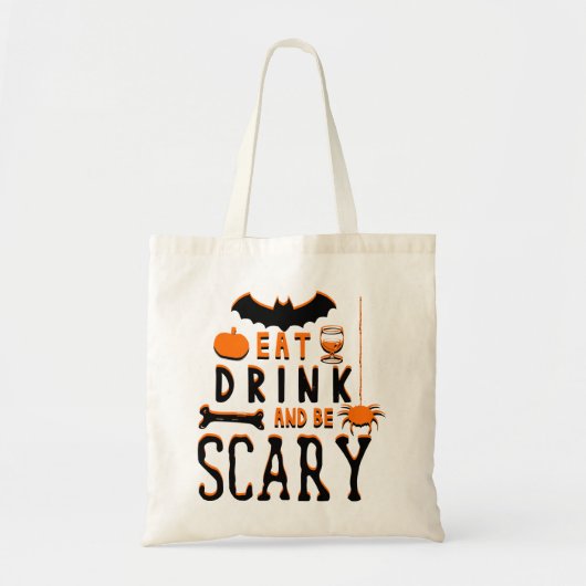 eet drink en wees eng halloween tote bag (Voorkant)