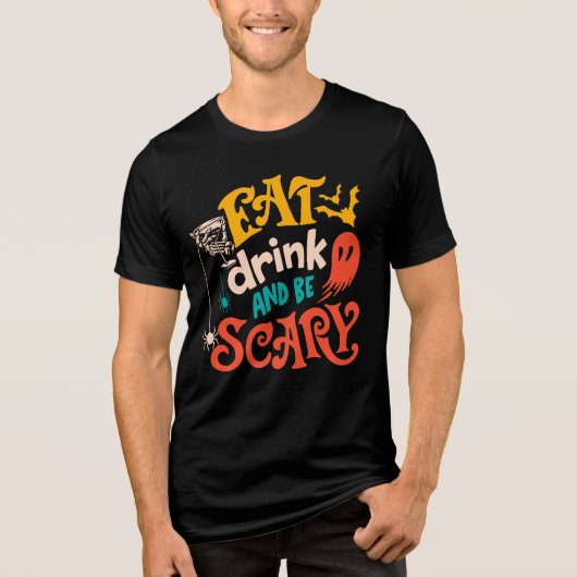 Eet drink en wees eng Halloween Tri-Blend Shirt (Voorkant)