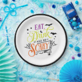 Eet, Drink en wees eng Halloween Typografie Papieren Bordje (Feest)