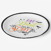 Eet, Drink en wees eng Halloween Typografie Papieren Bordje (Gekanteld)